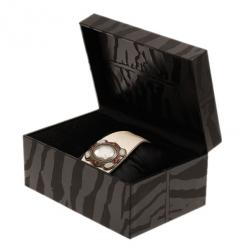 Pre Owned Roberto Cavalli Mother of Pearl Stainless Steel Oval Cuff Women's Wristwatch 53MM