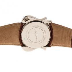 مملوكة مسبقًا Roberto Cavalli White Stainless Steel Classic Leather Women's Wristwatch 42MM