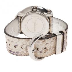 Pre Owned Roberto Cavalli Brown Stainless Steel Snake Diamonds Women's Wristwatch 33MM