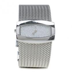Pre Owned Roberto Cavalli Silver Stainless Steel Ellisse Women's Wristwatch 40MM