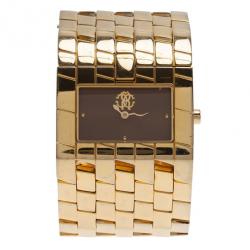 Pre Owned ساعة يد روبرتو كافالي بني ستانلس ستيل كليفاج للنساء 35 مم