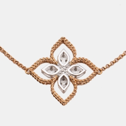 Pre Owned  Roberto Coin Princess Flower Diamonds 18k Two Tone Gold Bracelet