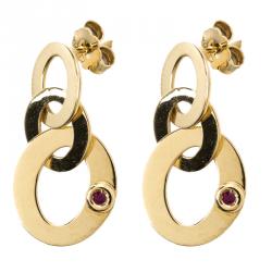 Pre Owned Roberto Coin Chic and Shine 18K Yellow Gold Circle Link Earrings