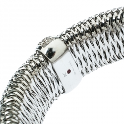 Roberto Coin Primavera Diamond Interwoven 18k White Gold Wide Stretchable Bangle Bracelet