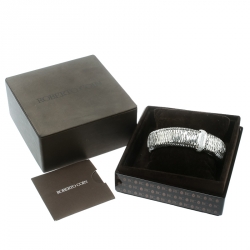 Roberto Coin Primavera Diamond Interwoven 18k White Gold Wide Stretchable Bangle Bracelet