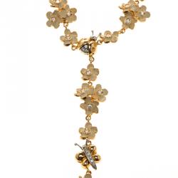 Pre Owned Roberto Coin Ivory Enamel & Flower Diamond 18k Rose Gold Necklace Earring Set