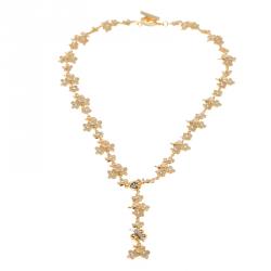 Pre Owned Roberto Coin Ivory Enamel & Flower Diamond 18k Rose Gold Necklace Earring Set