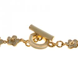 Pre Owned Roberto Coin Ivory Enamel & Flower Diamond 18k Rose Gold Necklace Earring Set