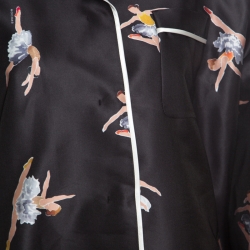 Pre Owned Rochas Black Ballerina Printed Duchesse Satin Pajama Style Jacket L