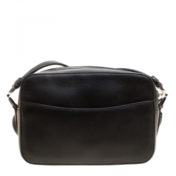 Rochas Black Leather Crystal Embellished Crossbody Bag
