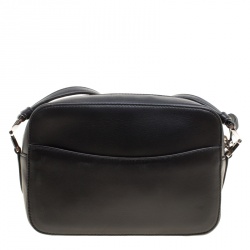 Pre Owned Rochas Black Leather Crystal Embellished Crossbody Bag