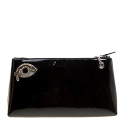 مملوكة مسبقًا Rochas Black Patent Leather Crystal Embellished Eye Shoulder Bag