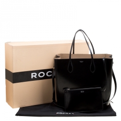 Rochas Black Leather Shopper Tote
