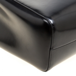 Rochas Black Leather Shopper Tote
