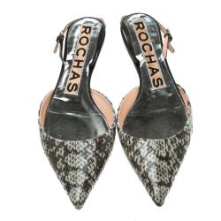 Rochas Two Tone Python Leather Pointed Toe Flats Size 38