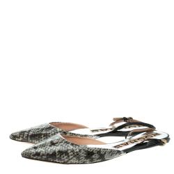Rochas Two Tone Python Leather Pointed Toe Flats Size 38