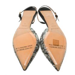 Rochas Two Tone Python Leather Pointed Toe Flats Size 38