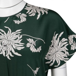 Pre Owned Rochas Green Dahlia Print Silk Midi Dress M