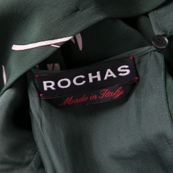 Pre Owned Rochas Green Dahlia Print Silk Midi Dress M