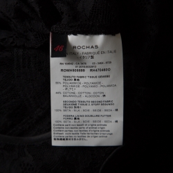 Pre Owned Rochas Black Floral Lace Long Sleeve Half Lined Maxi Dress XL