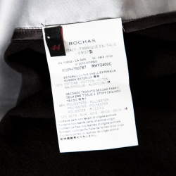 Pre Owned Rochas Black Ballerina Printed Satin and Knit Short Sleeve Top L