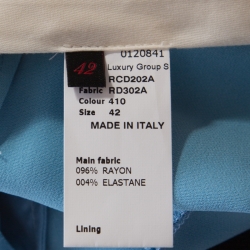 Rochas Aqua Blue Crepe Tailored Trousers L
