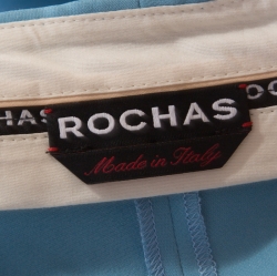 Rochas Aqua Blue Crepe Tailored Trousers L