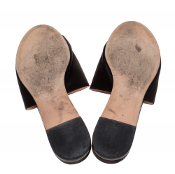 Rochas Black Satin Crystal And Bow Embellished Flat Mule Slides Size 39