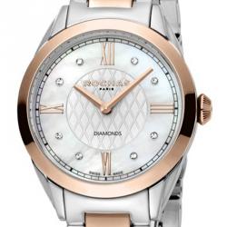 Pre Owned Rochas Silver Rose Gold-Plated Stainless Steel RP2L016M0051 Women's Wristwatch 34MM