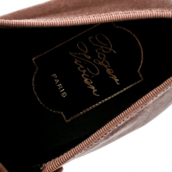 Pre Owned Roger Vivier Blush Pink Velvet Viv Crystal Embellished Buckle Mary Jane Ballet Flats Size 38