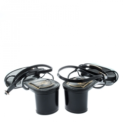 Pre Owned Roger Vivier Teal/Black Leather Ankle Strappy Sandals Size 36