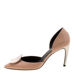 Roger Vivier Beige Patent Leather Sexy Choc D'Orsay Pumps 37.5