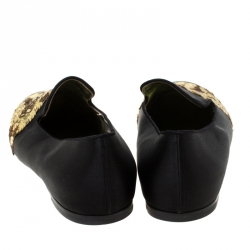 Pre Owned Roger Vivier Black Satin Sequins Embellished Smoking Slippers Size 37.5