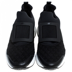 Roger Vivier Black Lace And Fabric Viv'Run Sneakers Size 36