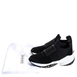Roger Vivier Black Lace And Fabric Viv'Run Sneakers Size 36