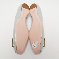 Pre Owned Roger Vivier Grey Patent Leather Trompette Ballet Flats Size 41