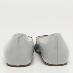 Pre Owned Roger Vivier Grey Patent Leather Trompette Ballet Flats Size 41