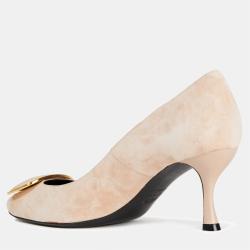 Pre Owned Roger Vivier Suede Buckle Detail Mid Heel Pumps 41