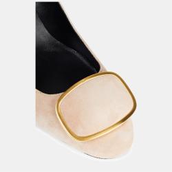 Pre Owned Roger Vivier Suede Buckle Detail Mid Heel Pumps 41
