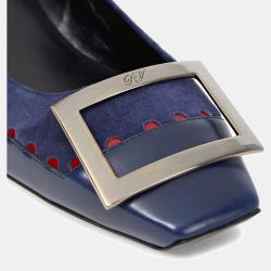 Pre Owned Roger Vivier Suede and Leather Mid Heel Pumps 35