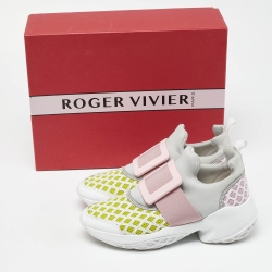 Roger Vivier Multicolor Fabric and Leather Sneaky Viv Slip On Sneakers Size 39