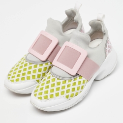 Roger Vivier Multicolor Fabric and Leather Sneaky Viv Slip On Sneakers Size 39