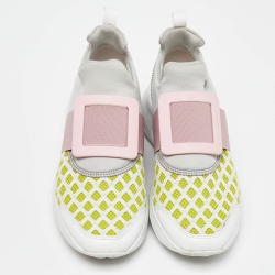 Roger Vivier Multicolor Fabric and Leather Sneaky Viv Slip On Sneakers Size 39