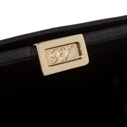 Pre Owned Roger Vivier Black Crystal Embellished Satin Pilgrim Clutch