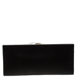 Pre Owned Roger Vivier Black Crystal Embellished Satin Pilgrim Clutch