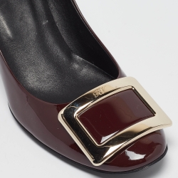 Pre Owned Roger Vivier Burgundy Patent Leather Belle Vivier Trompette Pumps Size 38.5