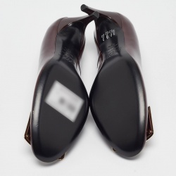 Pre Owned Roger Vivier Burgundy Patent Leather Belle Vivier Trompette Pumps Size 38.5