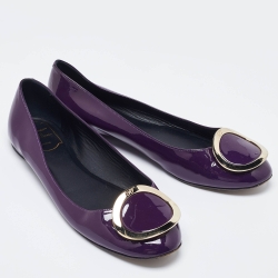 Pre Owned Roger Vivier Purple Patent Leather Morbida Ballet Flats Size 39
