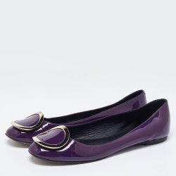 Pre Owned Roger Vivier Purple Patent Leather Morbida Ballet Flats Size 39