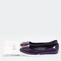Pre Owned Roger Vivier Purple Patent Leather Morbida Ballet Flats Size 39